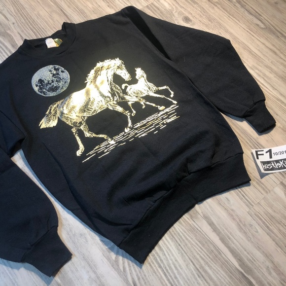 Vintage Keehn Scenes Horse Moon Sweatshirt M Crew - Picture 1 of 8